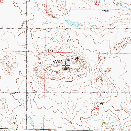 Topographic Map of War Dance Hill, ND