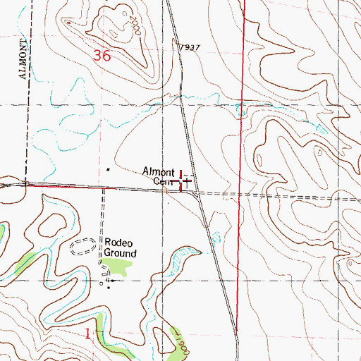 Topographic Map of Almont Cemetery, ND