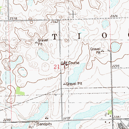 Topographic Map of Tioga Golf Course, ND
