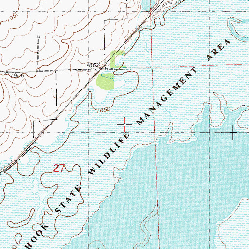 Topographic Map of Van Hook State Wildlife Management Area, ND