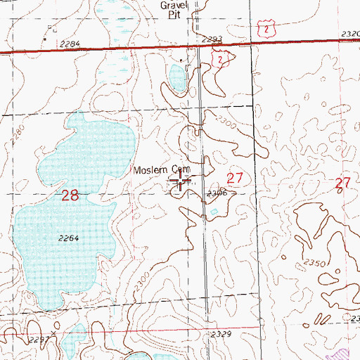 Topographic Map of Moslem Cemetery, ND