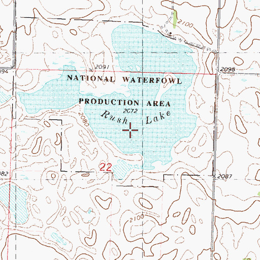 Topographic Map of National Waterfowl Production Areas, ND