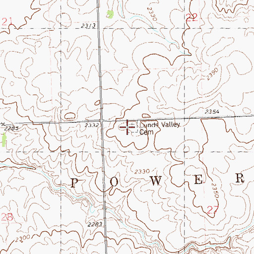 Topographic Map of Lunds Valley Cemetery, ND