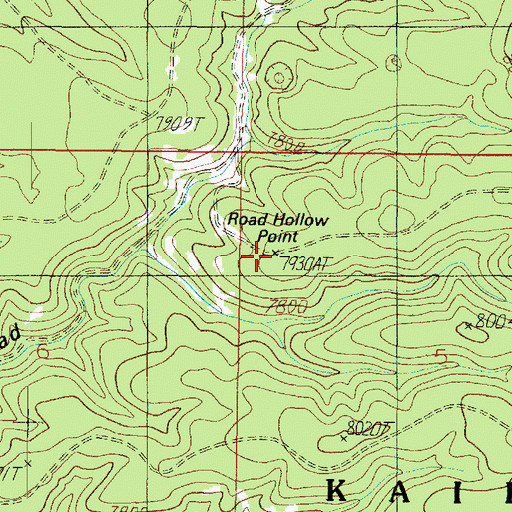 Topographic Map of Road Hollow Point, AZ