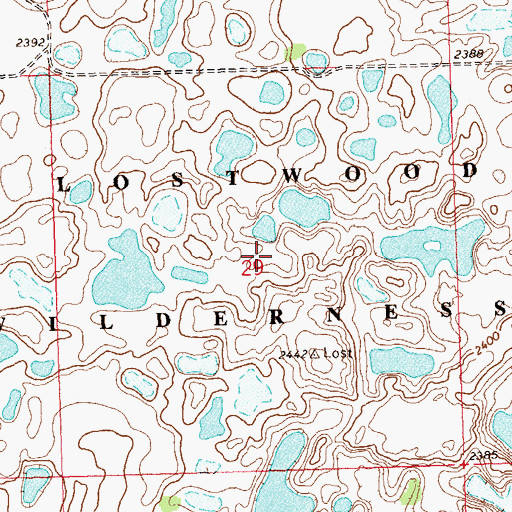 Topographic Map of Lostwood Wilderness, ND