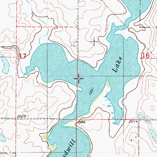 Topographic Map of Pudwill Lake, ND