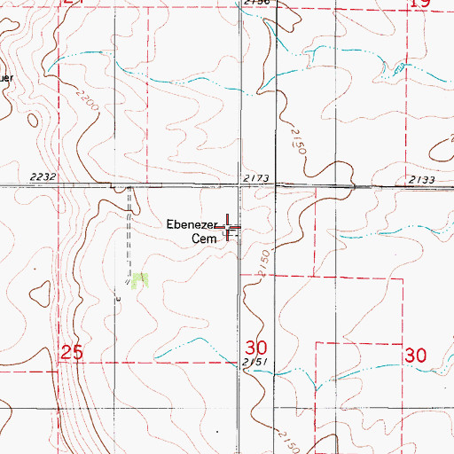 Topographic Map of Ebenezer Cemetery, ND