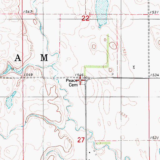 Topographic Map of Peace Cemetery, ND