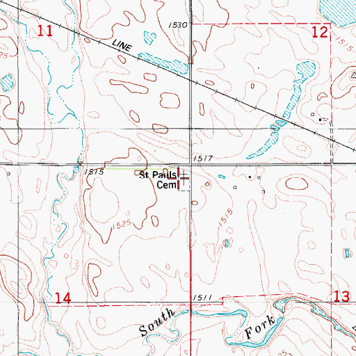 Topographic Map of Saint Pauls Cemetery, ND