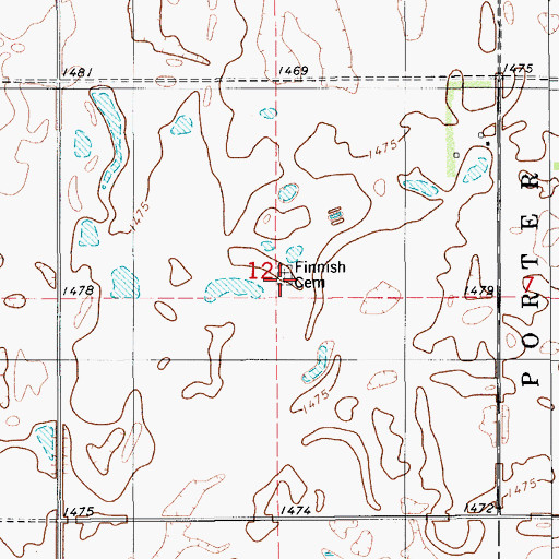 Topographic Map of Finnish Lutheran Cemetery, ND