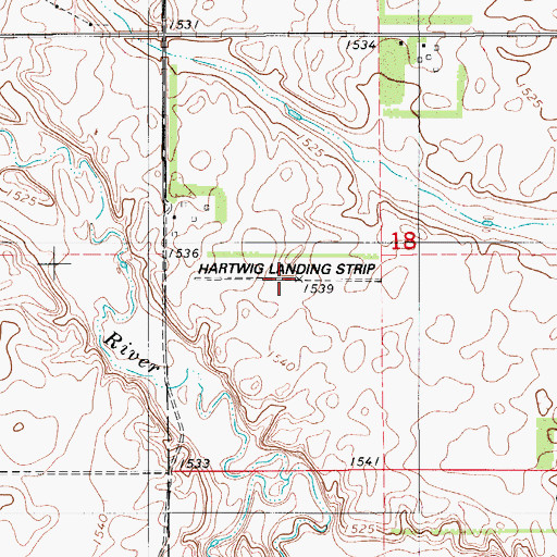 Topographic Map of Hartwig Landing Strip (historical), ND