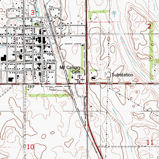 Topographic Map of Mount Calvary Cemetery, ND