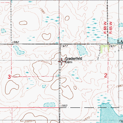 Topographic Map of Gradenfeld Cemetery, ND