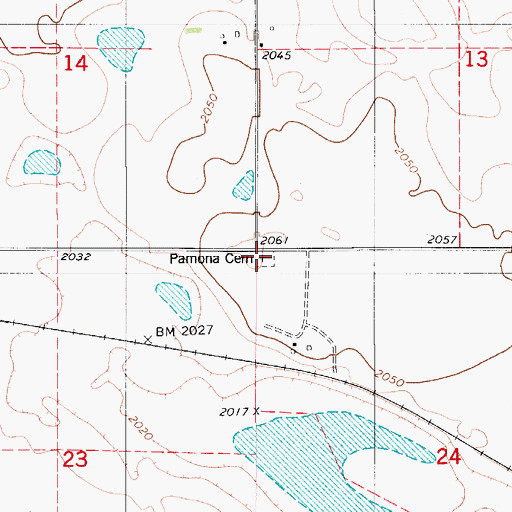 Topographic Map of Pamona Cemetery, ND