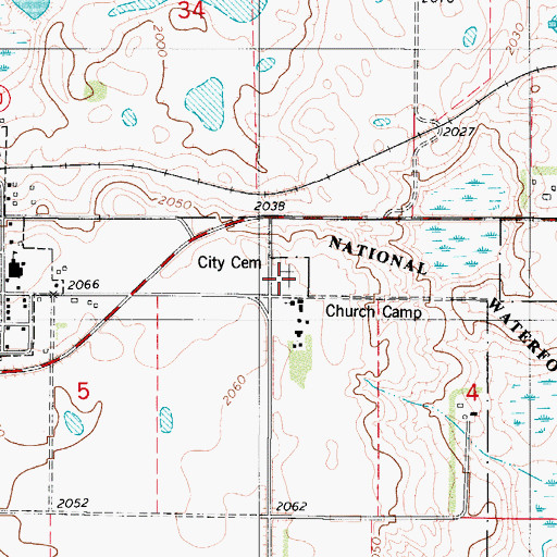 Topographic Map of Lehr City Cemetery, ND
