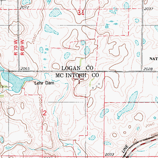 Topographic Map of Lehr Dam, ND