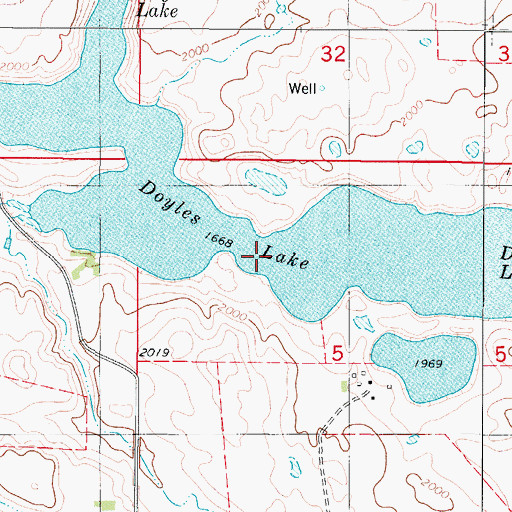 Topographic Map of Doyles Lake, ND