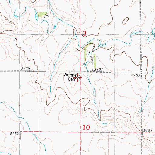 Topographic Map of Worms Cemetery, ND