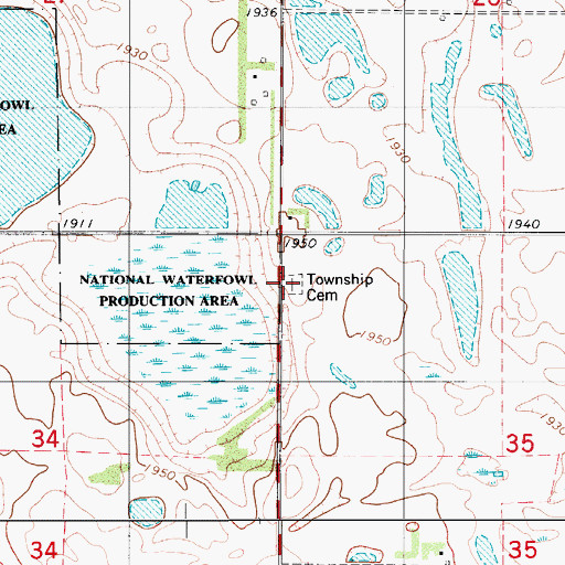 Topographic Map of Swede Township Cemetery, ND