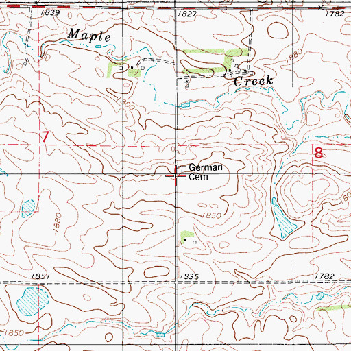 Topographic Map of German Cemetery, ND