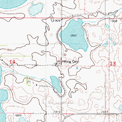 Topographic Map of King Lutheran Cemetery, ND