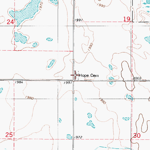 Topographic Map of Hope Cemetery, ND