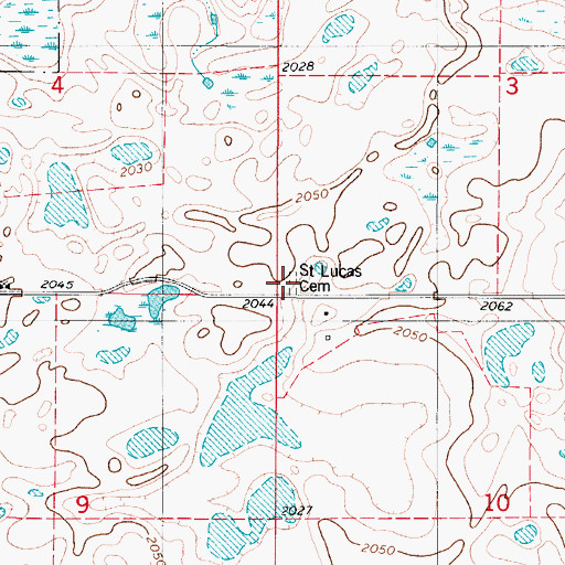 Topographic Map of Saint Lucas Cemetery, ND