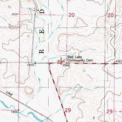 Topographic Map of Red Lake Community Cemetery, ND
