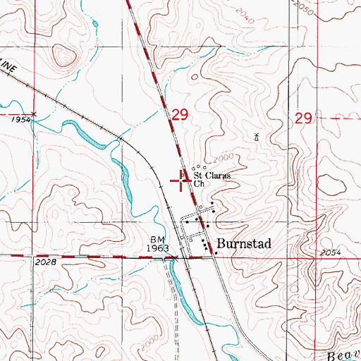Topographic Map of Saint Claras Church, ND