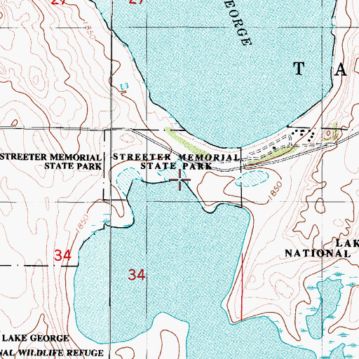 Topographic Map of Streeter Memorial State Park, ND