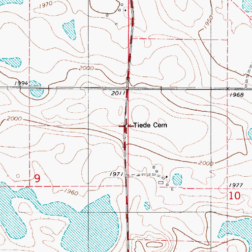 Topographic Map of Tiede Lutheran Cemetery, ND