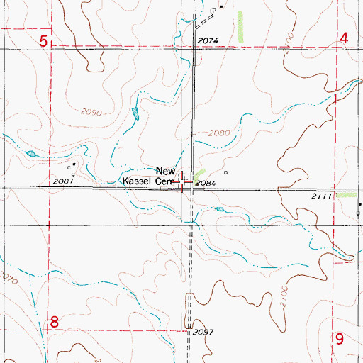 Topographic Map of New Kassel Cemetery, ND