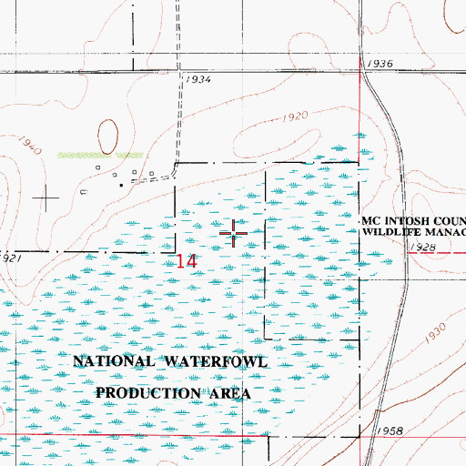 Topographic Map of McIntosh County State Wildlife Management Area, ND