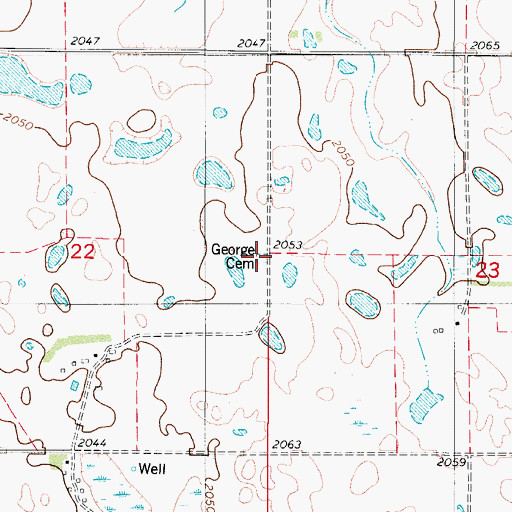 Topographic Map of George Cemetery, ND