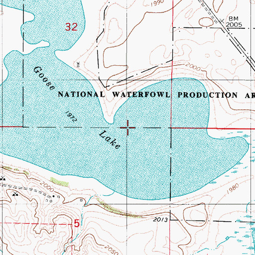 Topographic Map of Goose Lake, ND