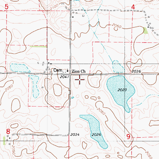 Topographic Map of Zion Church, ND