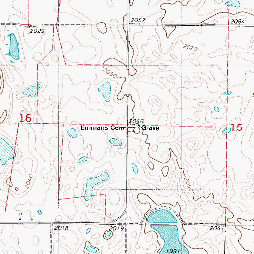 Topographic Map of Emmaus Cemetery, ND