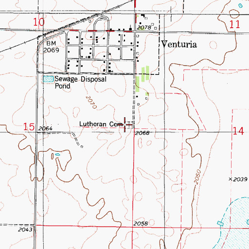 Topographic Map of Zion Lutheran Cemetery, ND