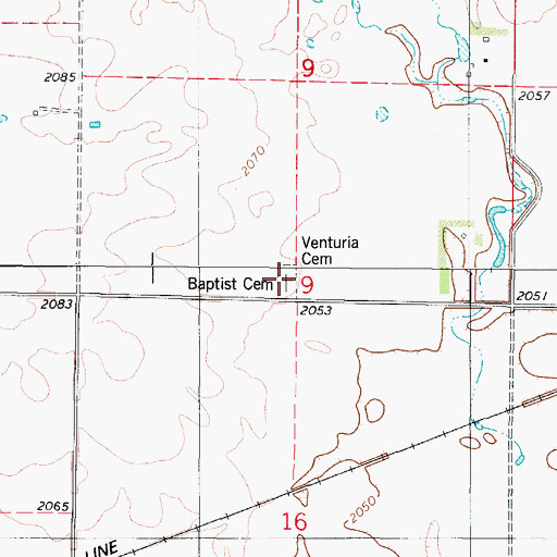 Topographic Map of Venturia Baptist Cemetery, ND