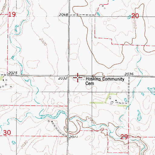 Topographic Map of Hoskins Community Cemetery, ND