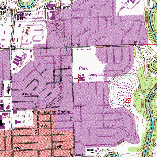 Topographic Map of Longfellow Elementary School, ND