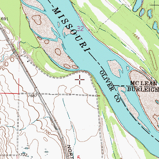 Topographic Map of Pretty Point (historical), ND
