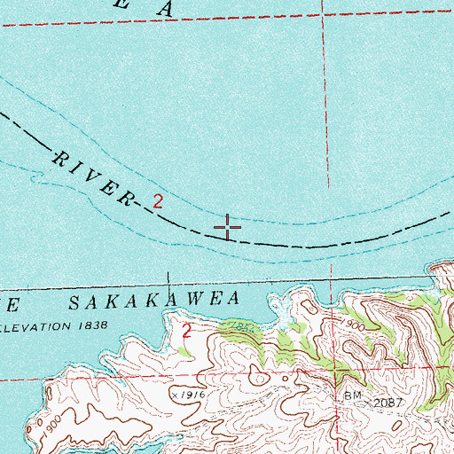 Topographic Map of Fort Maneury Bend (historical), ND