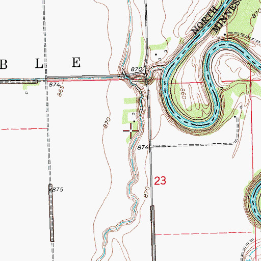 Topographic Map of Noble (historical), ND