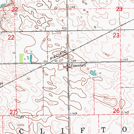 Topographic Map of Clifton Town Hall, ND