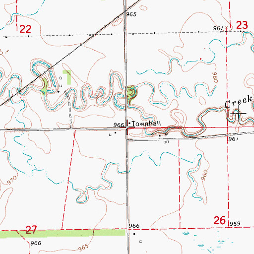 Topographic Map of Gill Town Hall, ND