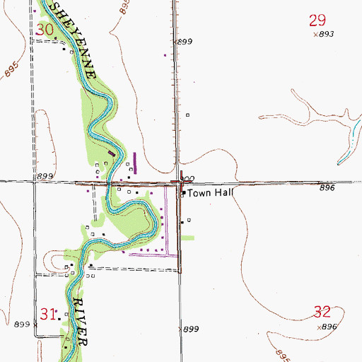 Topographic Map of Reed Town Hall, ND