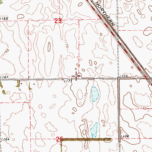 Topographic Map of Rochester Town Hall, ND
