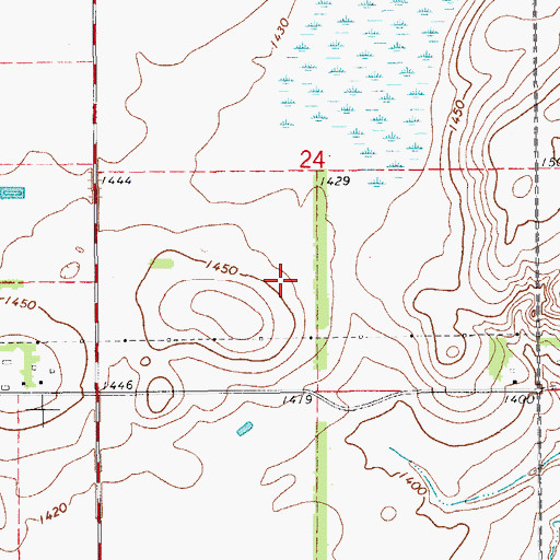 Topographic Map of Gragreen (historical), ND