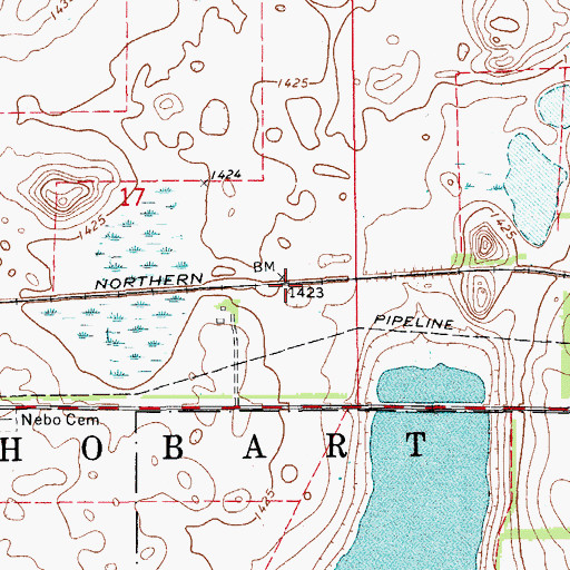 Topographic Map of Nobart (historical), ND